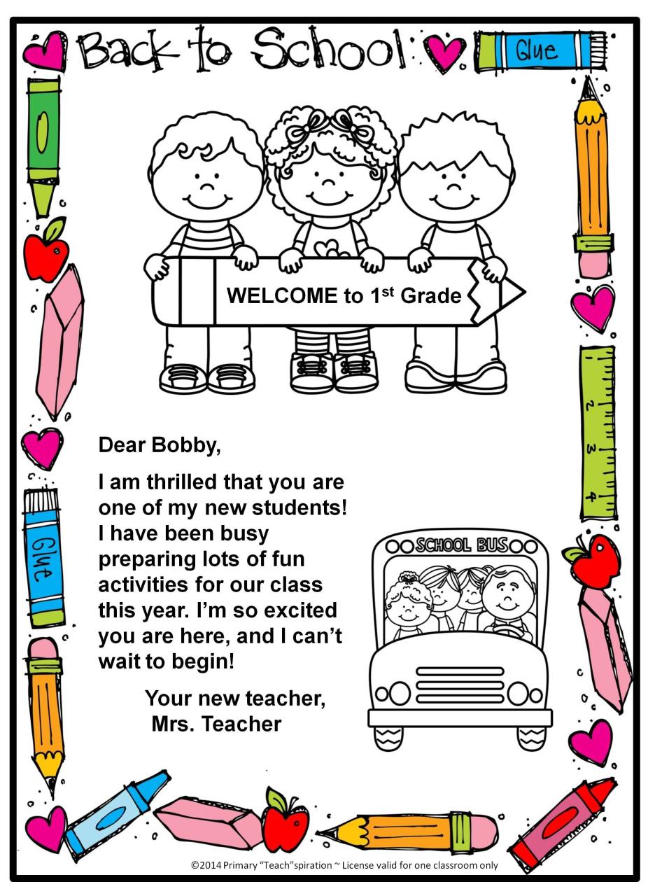 FREE Backtoschool letter and postcard {Editable} Pinterest