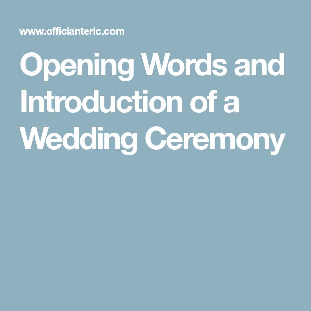 Opening Remarks Wedding Reception