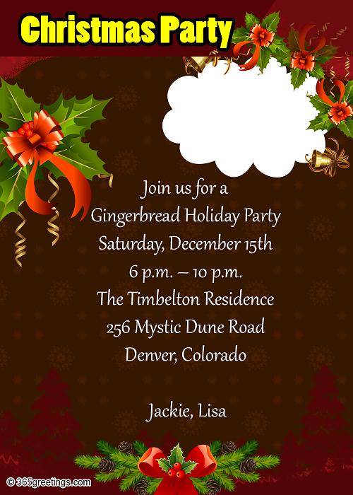 Christmas Party Invitations and Christmas Party Invitation Wording