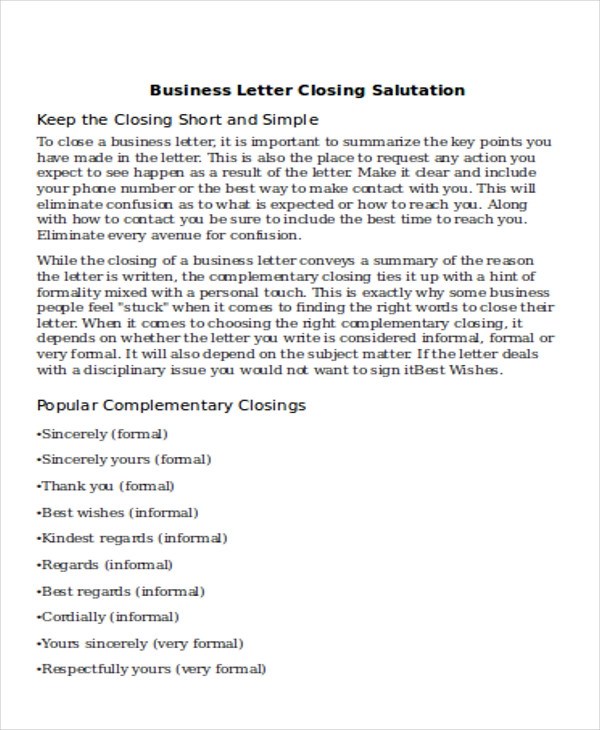 FREE 5+ Sample Business Letter Salutation in MS Word PDF