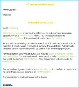 Internship Offer & Appointment Letter Template 7+ Samples & Formats