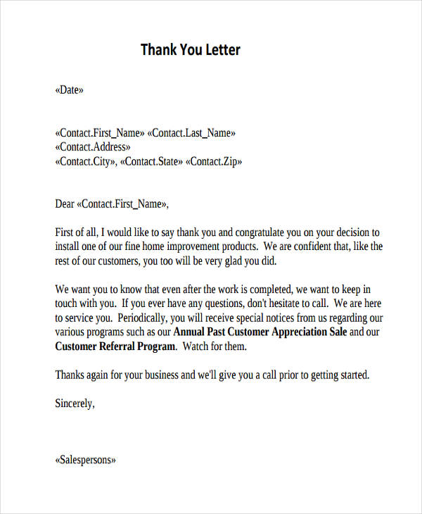 FREE 74+ ThankYou Letter Examples in DOC PDF Examples