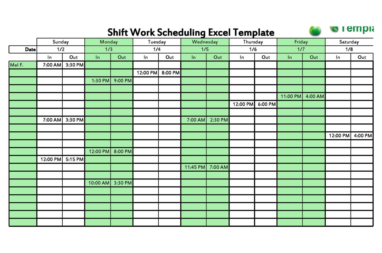 8 Hour Schedule Template Master of Documents