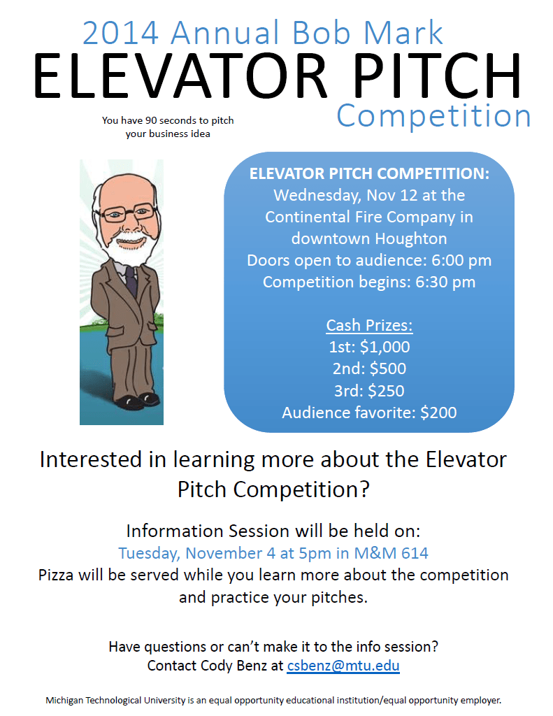 elevator pitch competition Michigan Tech College of Business Newsblog