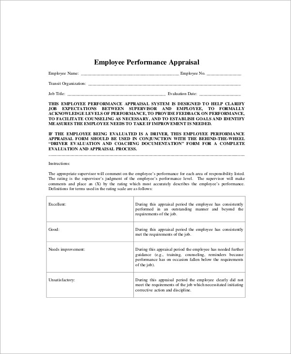 Self Appraisal Examples For Employees