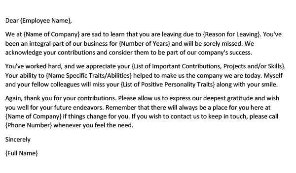 Farewell Letter to Employee Who is Leaving (Samples and Writing Tips)