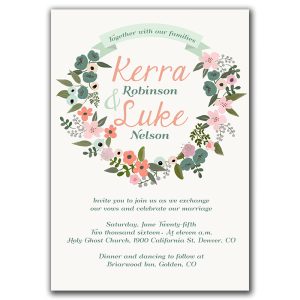 Floral Wreath Rustic Invitation Stack The Print Cafe