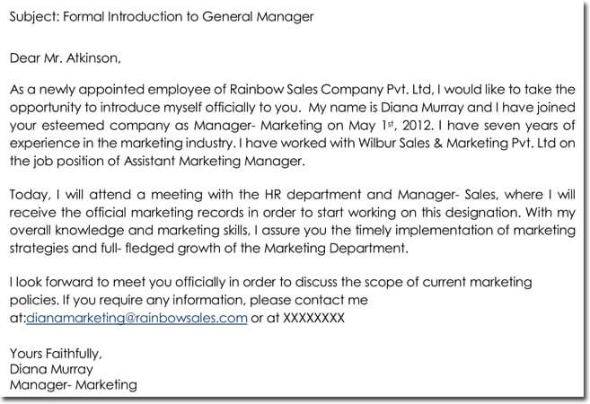New Manager Self Introduction Letter To Employees