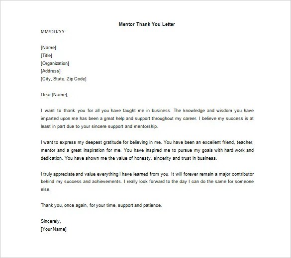 Thank You Letter To Mentor 9+ Free Word, Excel, PDF Format Download
