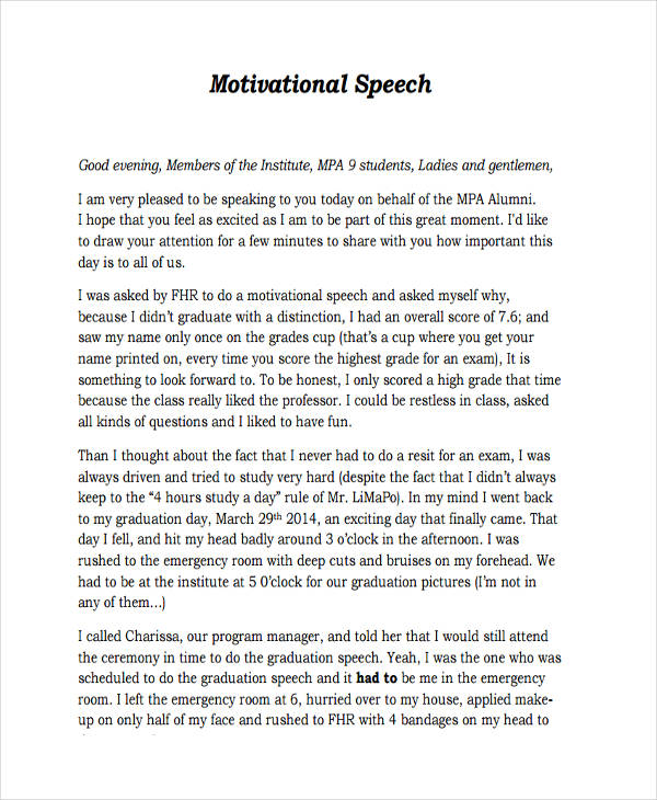 FREE 7+ Motivational Speech Examples & Samples in PDF DOC Examples