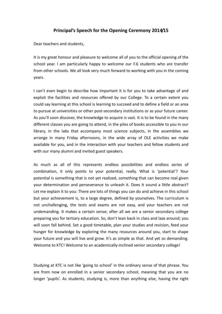 Example Of Opening Remarks For Graduation Ceremony Coverletterpedia