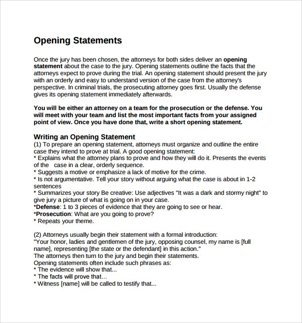 Debate Opening Statement Example Coverletterpedia