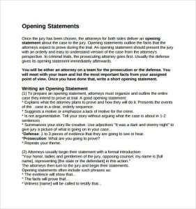 FREE 9+ Sample Opening Statement Templates in PDF MS Word