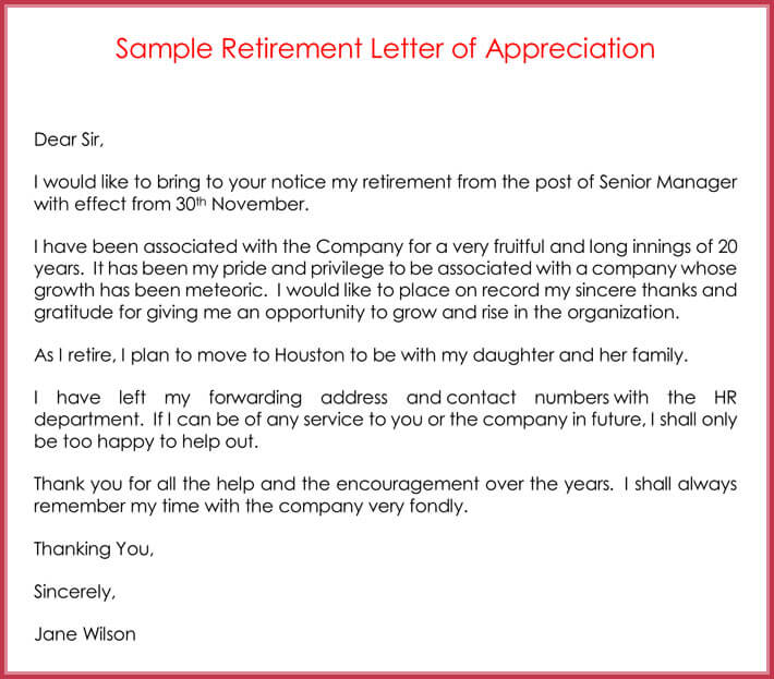 Retirement letter Samples, Examples, Formats & Writing Guide