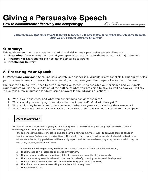Examples of Persuasive Speeches PDF Examples