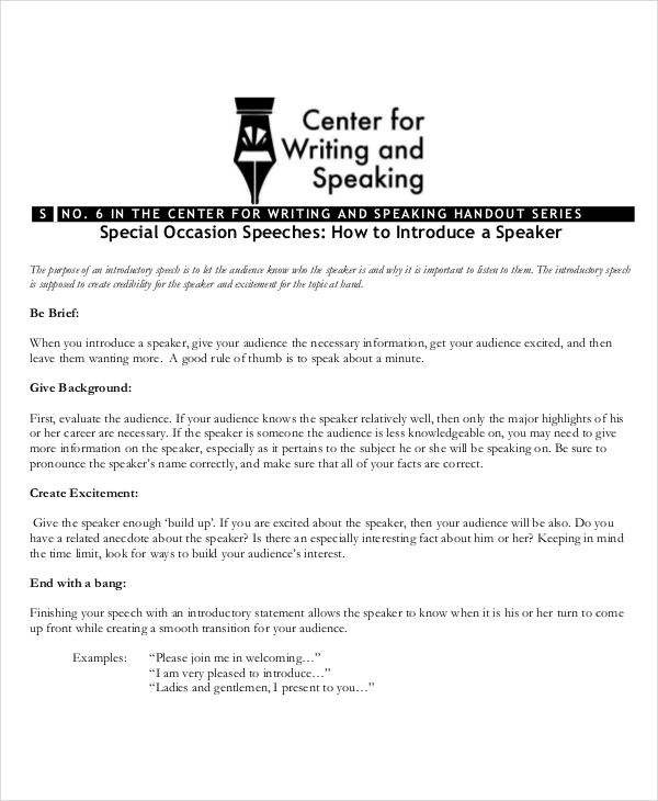 FREE 7+ Special Occasion Speech Examples & Samples in PDF Examples
