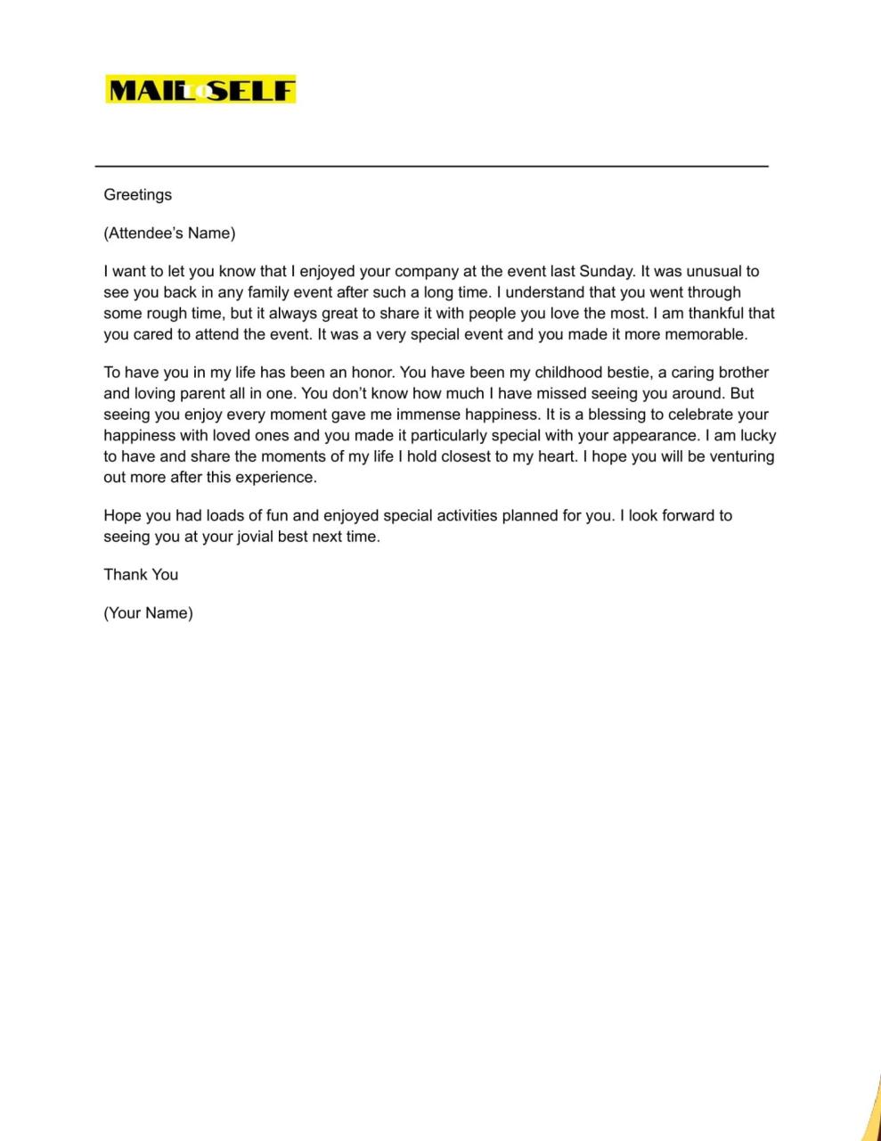 Thank You Letter After Event Attendance How To, Templates & Examples Mail To Self