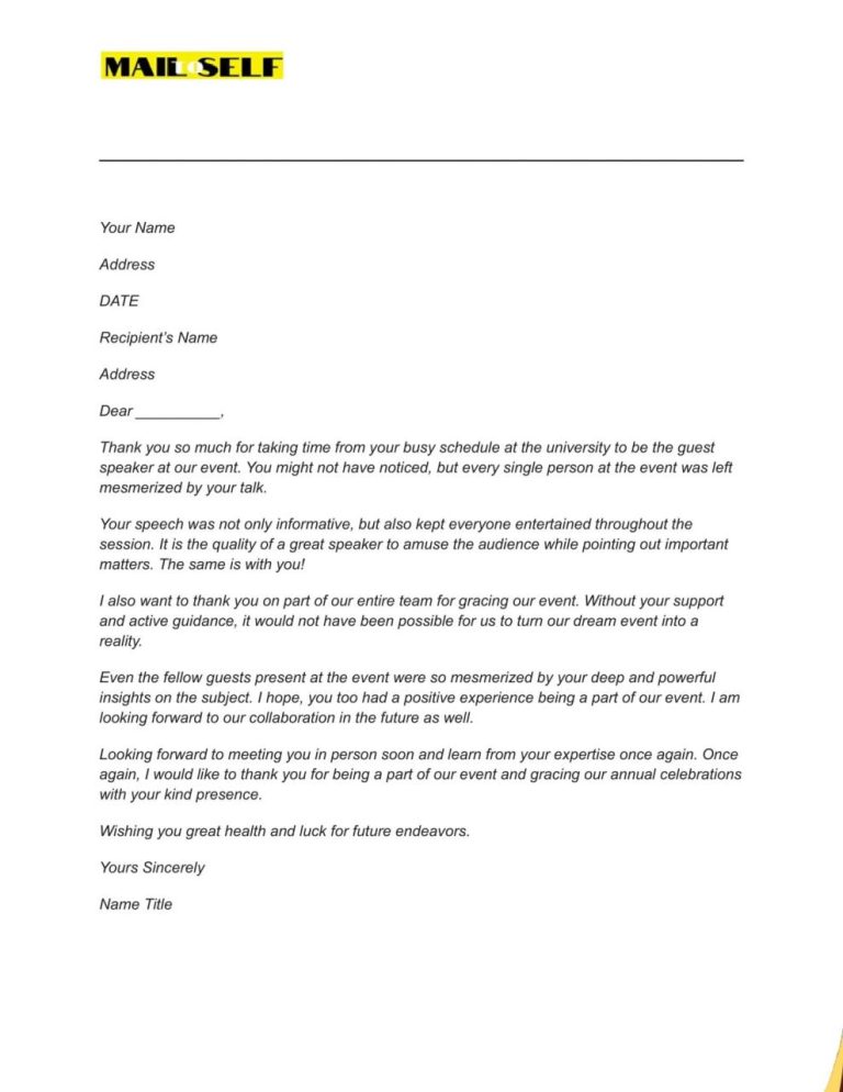 Thank You Letter To A Guest Speaker Sample