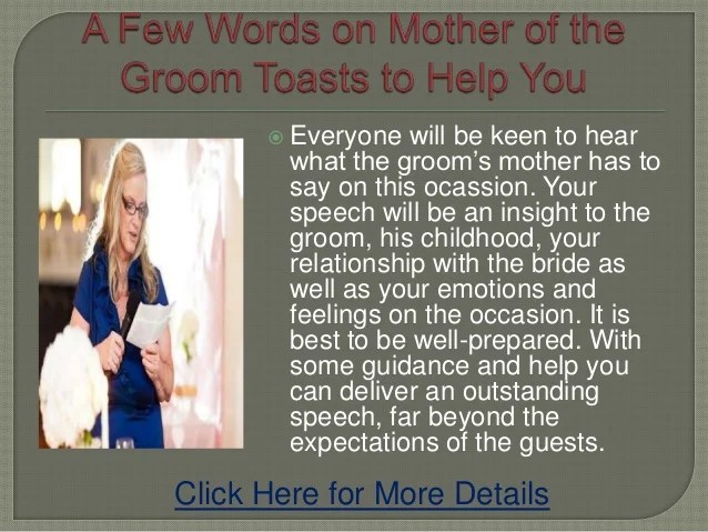 Mother Of The Groom Toast Examples