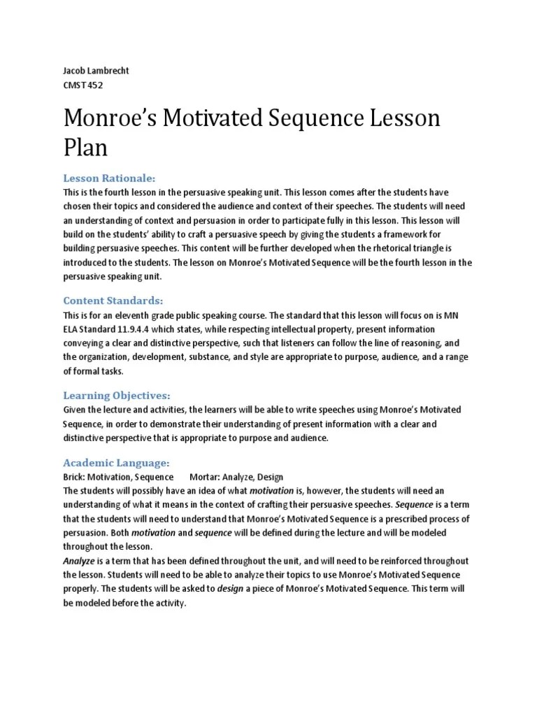 monroes motivated sequence lesson Persuasion Lecture Free 30day Trial Scribd