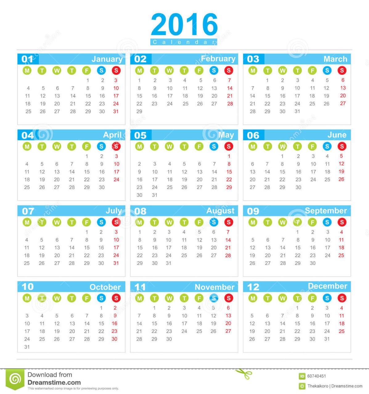 Calendario Con Numero De Semanas 2016 Calendar Template 2019