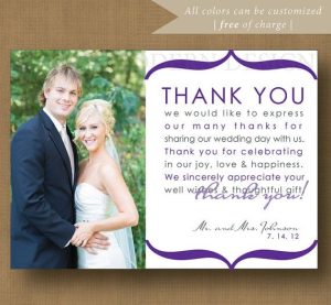prewritten thank you note, wedding thank you card, PRINTABLE Thank you card wording, Wedding