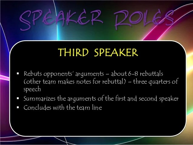 Debate Third Speaker Example