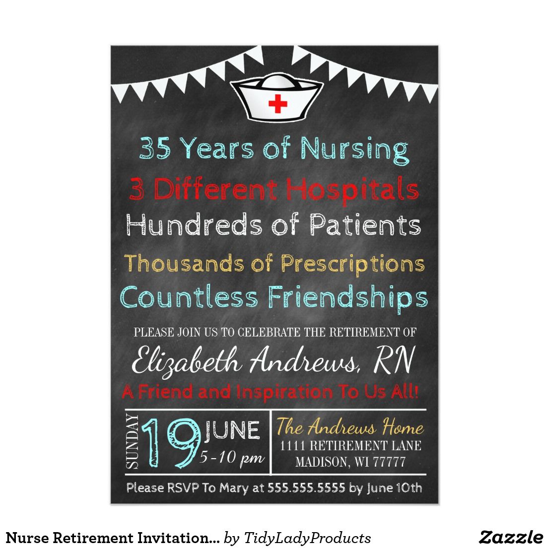Nurse Retirement Invitation Chalkboard Retirement invitations, Retirement wishes