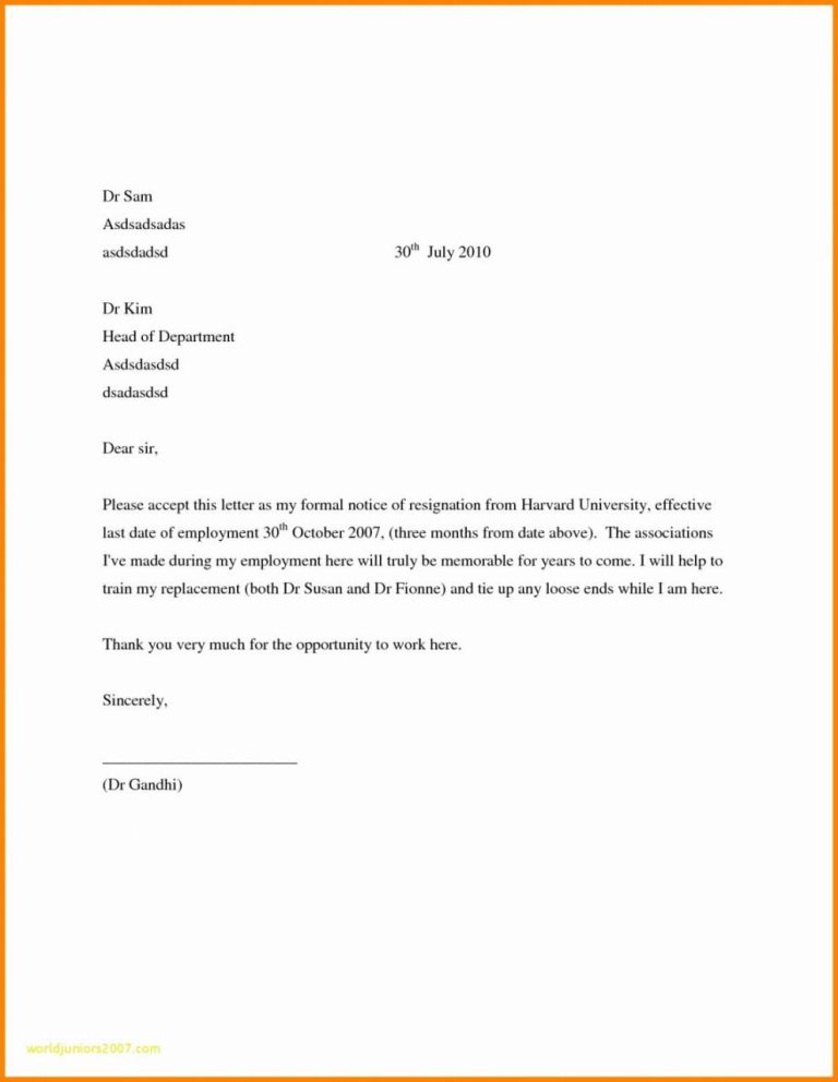 Closing Line For Resignation Letter
