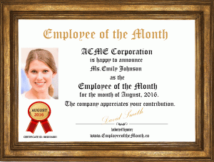 SAMPLE PAGE Congratulations Emily Johnson! employee of the month