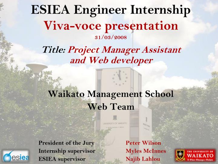 PPT ESIEA Engineer Internship Vivavoce presentation 31/03/2008 PowerPoint Presentation ID