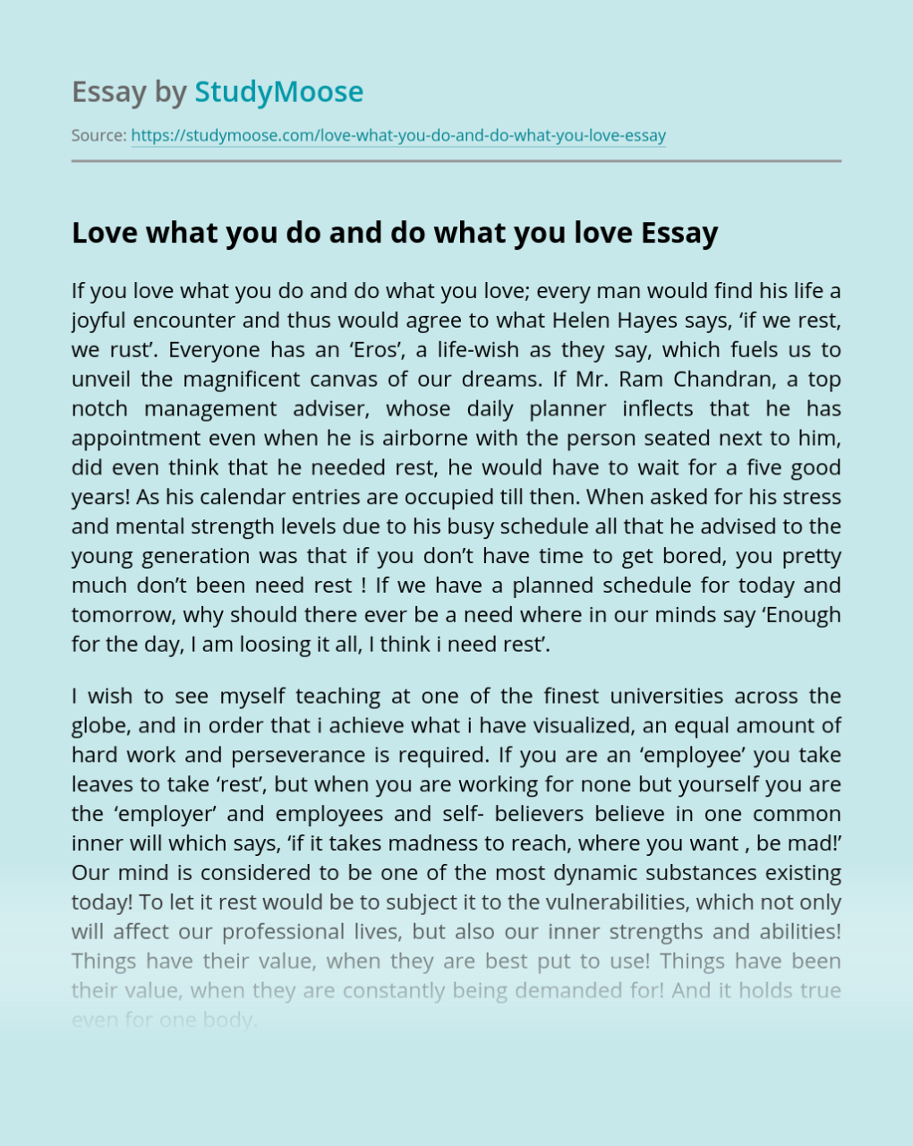 essay examples essay about love