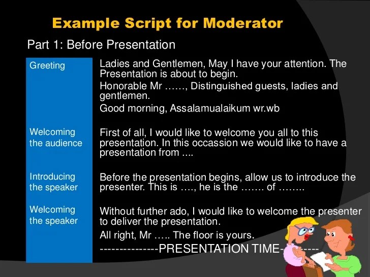 Example script for moderator