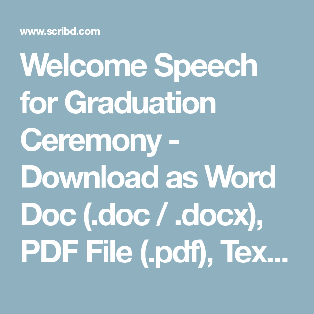 Welcome Address Sample For Graduation