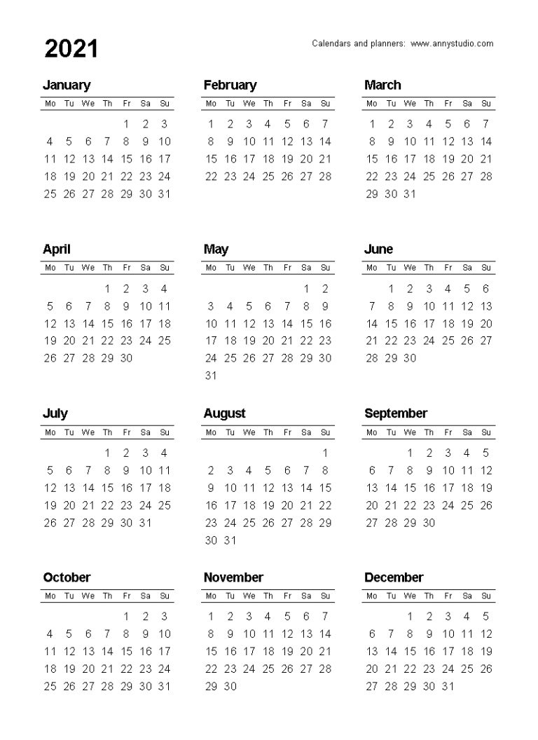 Wallet Size Calendar 2022 Printable