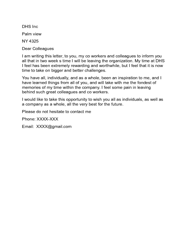 Goodbye Letter To Coworkers Sample For Your Needs Letter Template Collection