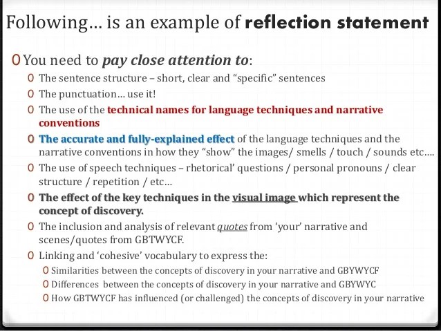 Self Reflection Example Sentences