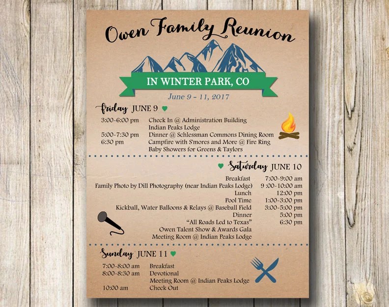 Family Reunion Itinerary Template / Reunion Program Agenda Templates At Allbusinesstemplates Com