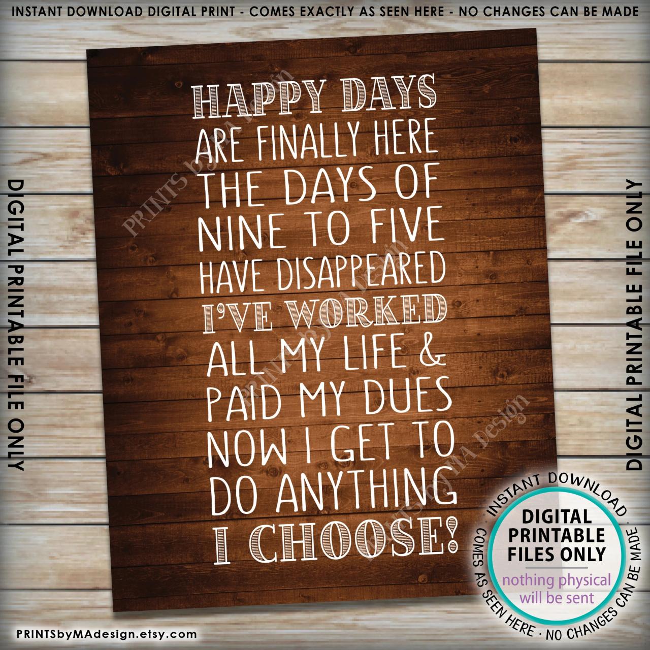 Retirement Poem, Fun Retirement Party Ideas, Happy Days are Finally