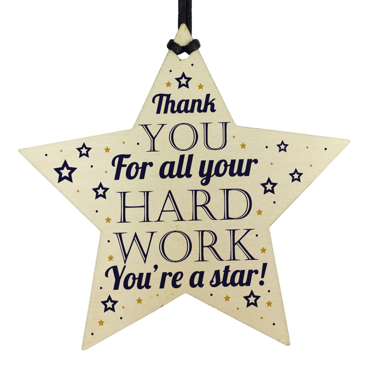 Thank You Gift For Colleague Employee Student Gift Award Wooden Star Plaque Sign 5056293501446