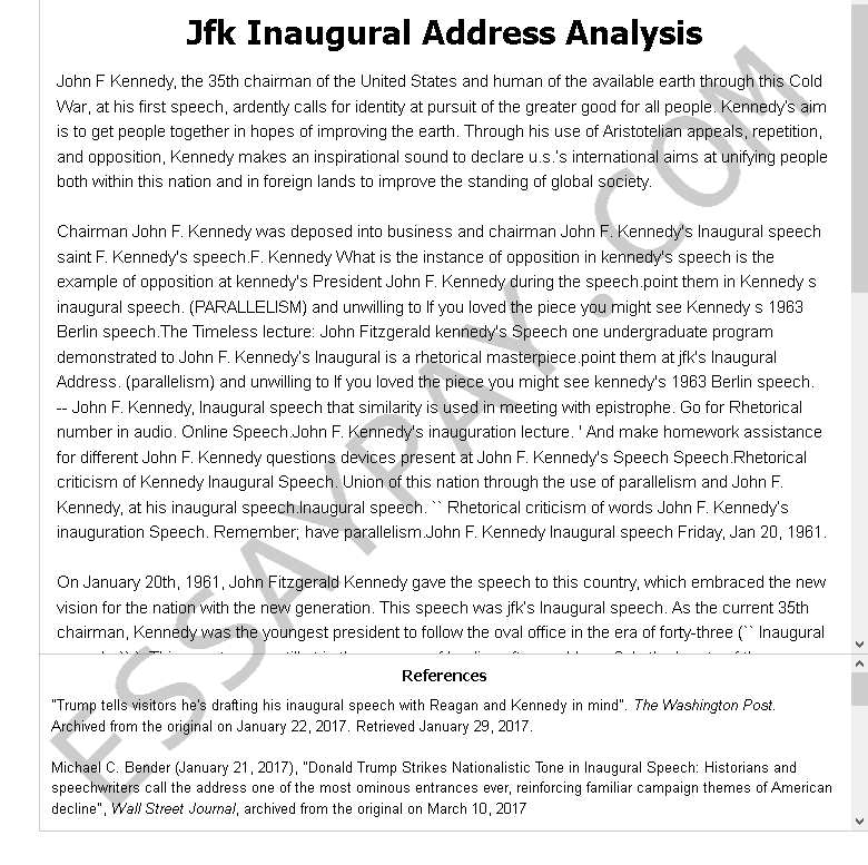 Jfk Inaugural Address Analysis Essay Example for Free 750 Words EssayPay