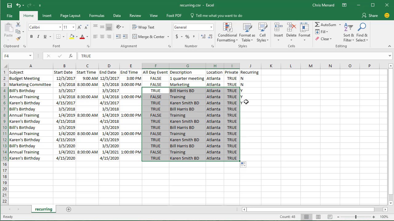 Create Recurring Schedule In Excel