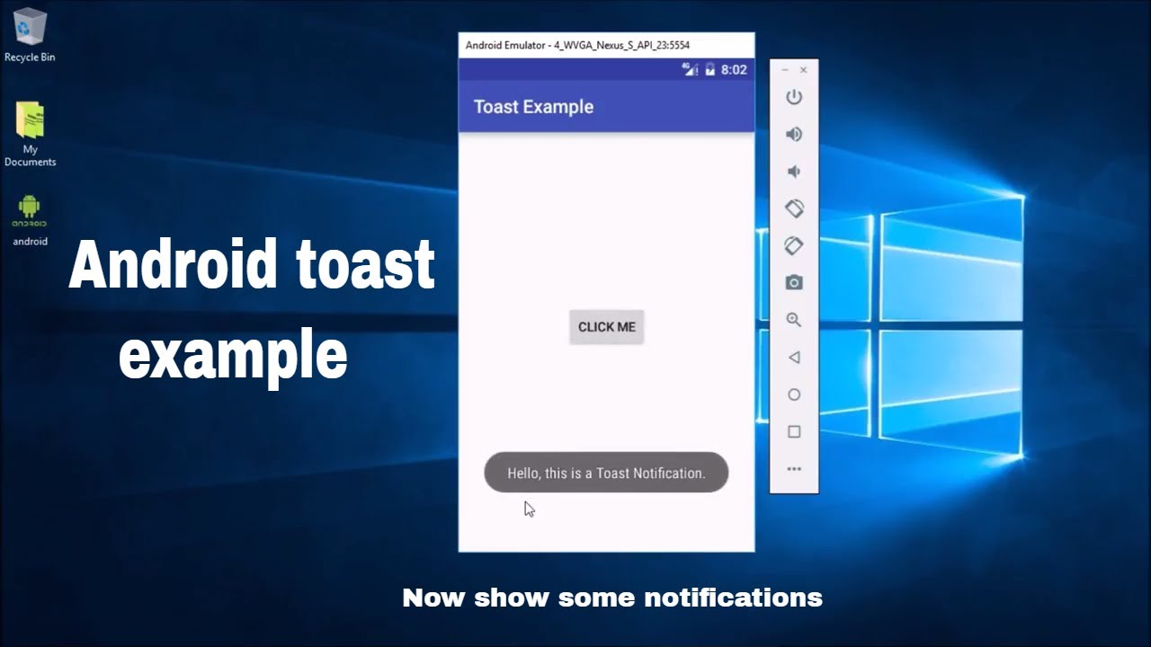 Android Toast Example in android apps using android studio YouTube
