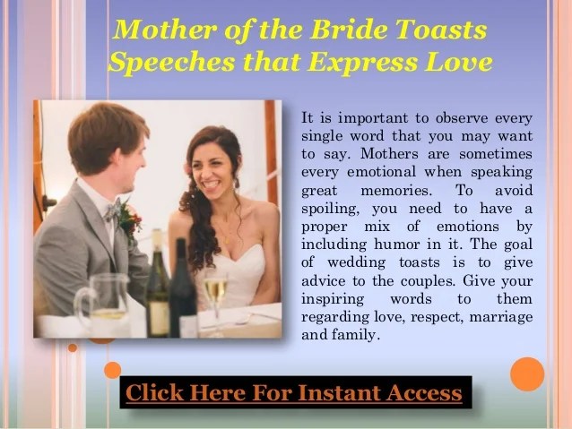Mother of the bride toasts speeches that express love