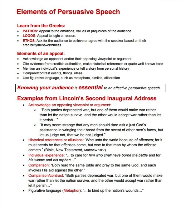 8+ Persuasive Speech Samples Sample Templates