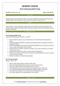 Post Closing Specialist Resume Samples QwikResume