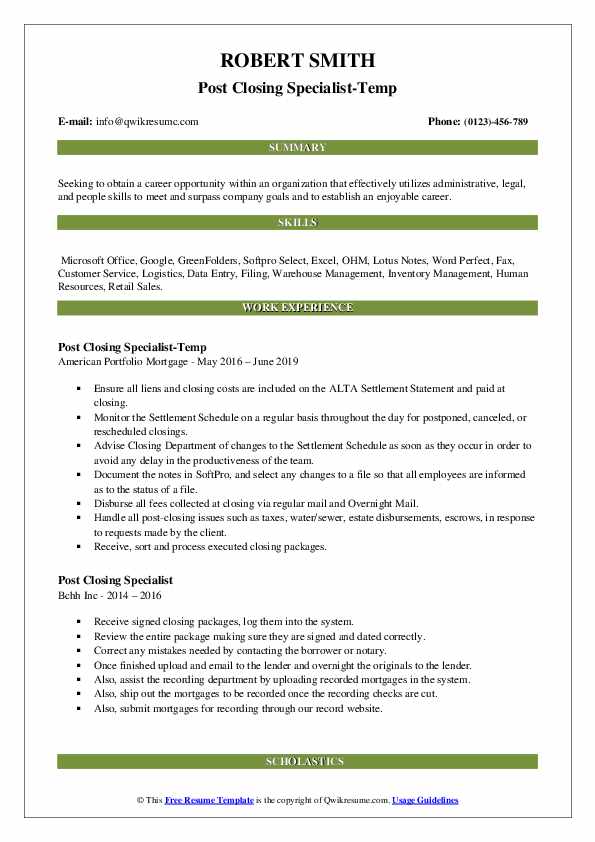 closing statement for video resume sample