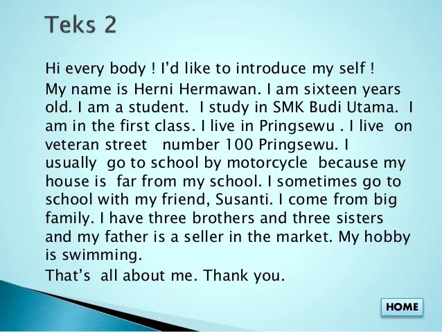 Presentation About Yourself Examples For Students
