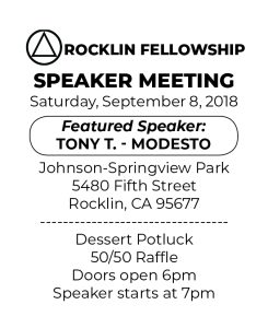 Rocklin Fellowship Quarterly Speaker Meeting/Dessert Potluck AA