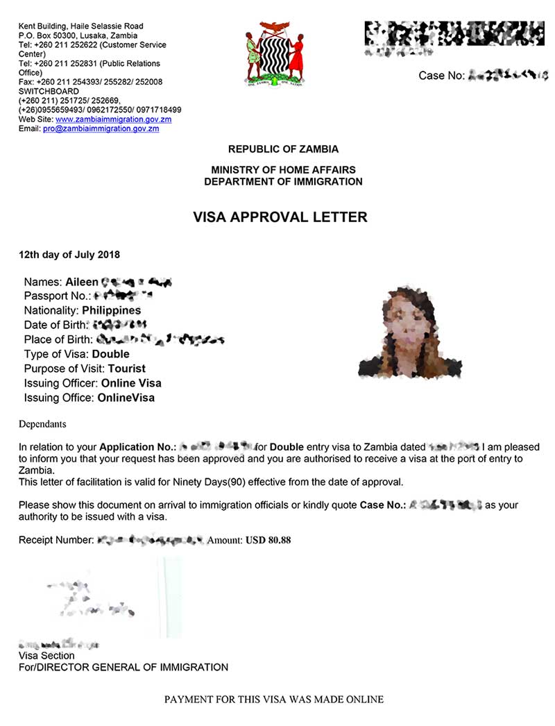 Zambian Job Application Letter Sample
